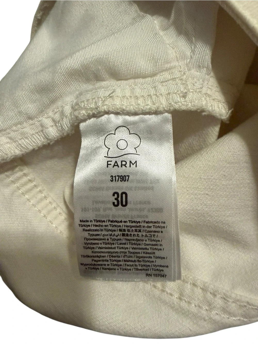 Farm Rio Crochet Denim Shorts White - Size: 30